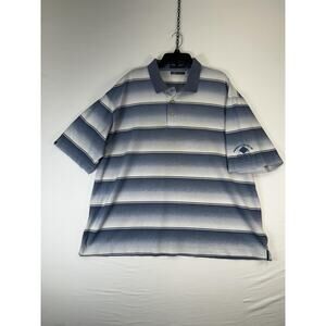 Page & Tuttle Polo Shirt Mens 2XL Blue Striped Moisture Wicking Golf Casual